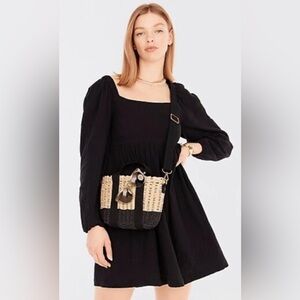 J. Crew Squareneck Soft Gauze Dress Black (Size Small)